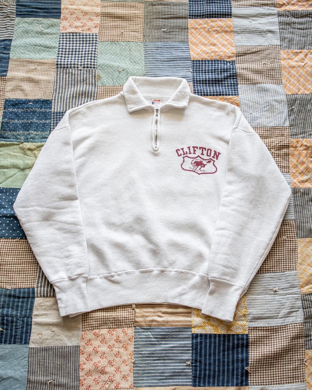 Rare 1950&#039;s Champion CLIFTON QuarterZip Sweatshirt (Running man label) (100-103size)