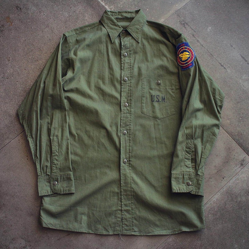 Rare1940&#039;s WW2 USN / Seabee&#039;s N-3 Tropical Work Shirt (loose 100size)