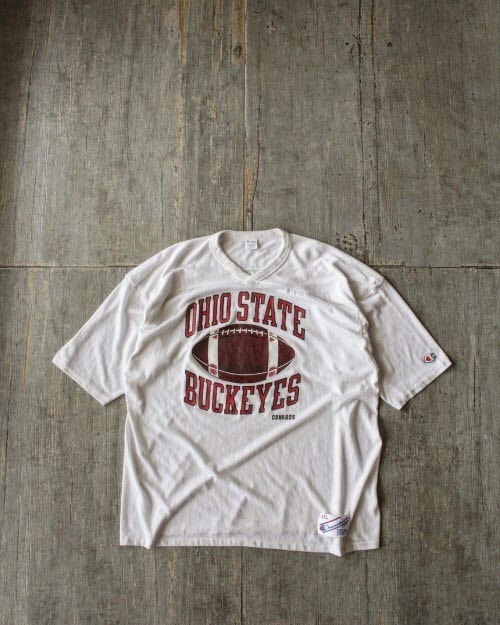 Rare Mint 1980&#039;s Champion OHIO STATE Univ. Football T-Shirt (105-110size)