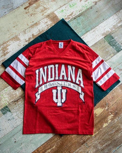 1980&#039;s Logo7 INDIANA Univ Rugby T-Shirt (loose 95/100size)